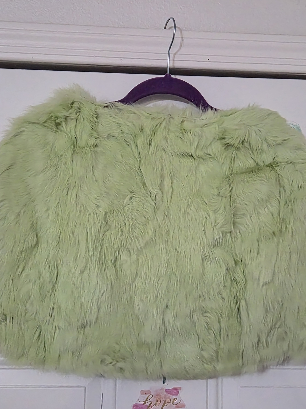 Unbranded Girls' Light Green 100% Rabbit Fur Cropped Jacket - Picture 3 of 3